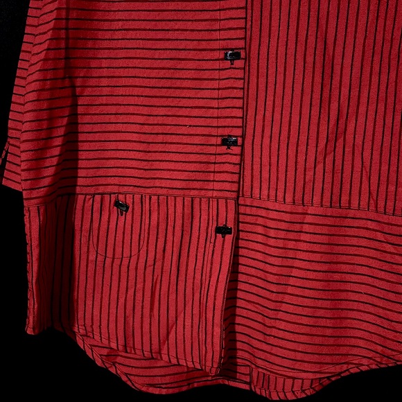 Never Forty Two - Red and Black Striped Collared Button Down - Picture 6 of 12